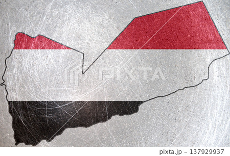 Flag and map of Yemen Flag and map of Yemen 137929937