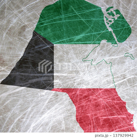 National flag and map of Kuwait National flag and map of Kuwait 137929942