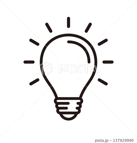 ひらめきを表すシンプルな電球のアイコン　白塗り 137929990
