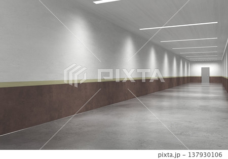 long corridor, interior visualization, 3D illustration 137930106