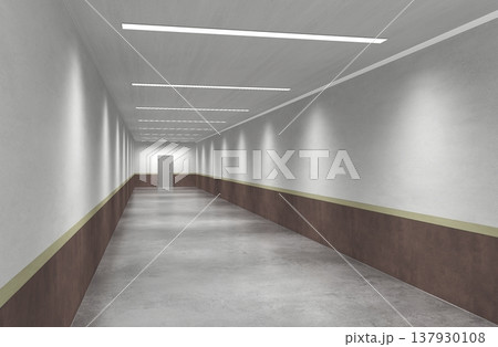 long corridor, interior visualization, 3D illustration long corridor, interior visualization, 3D illustration 137930108