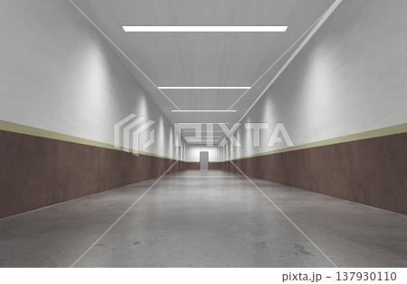 long corridor, interior visualization, 3D illustration 137930110