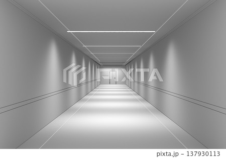long corridor, interior visualization, 3D illustration 137930113