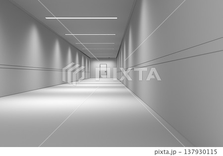 long corridor, interior visualization, 3D illustration 137930115