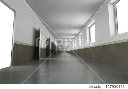 long corridor, interior visualization, 3D illustration 137930131