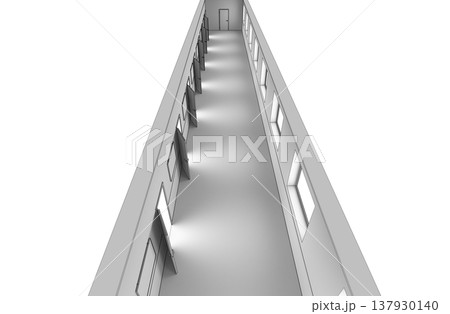 long corridor, interior visualization, 3D illustration long corridor, interior visualization, 3D illustration 137930140