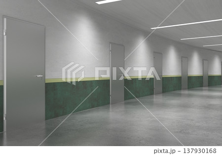 long corridor, interior visualization, 3D illustration 137930168
