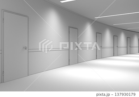long corridor, interior visualization, 3D illustration long corridor, interior visualization, 3D illustration 137930179