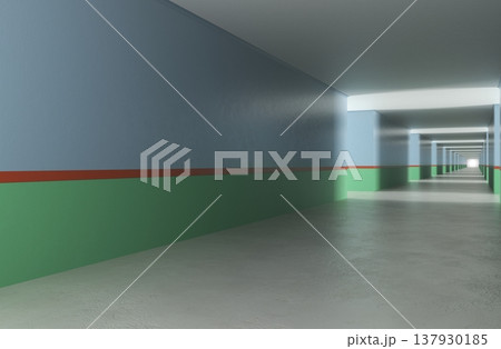 long corridor, interior visualization, 3D illustration long corridor, interior visualization, 3D illustration 137930185
