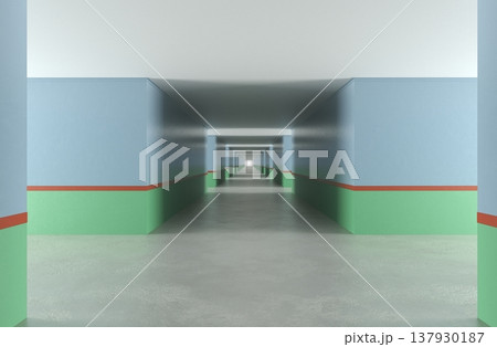 long corridor, interior visualization, 3D illustration long corridor, interior visualization, 3D illustration 137930187