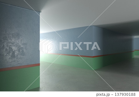 long corridor, interior visualization, 3D illustration 137930188