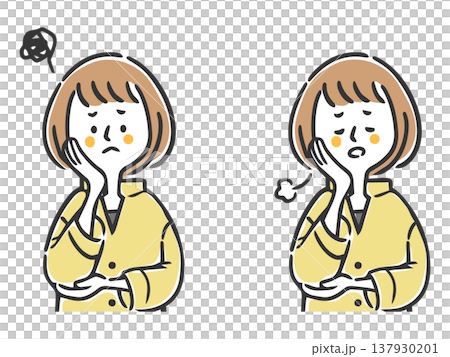 落ち込む女性　上半身　ベクター 137930201