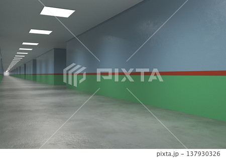 long corridor, interior visualization, 3D illustration 137930326