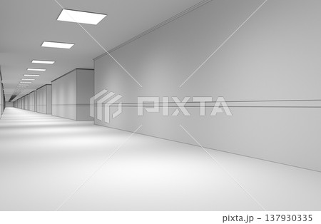 long corridor, interior visualization, 3D illustration long corridor, interior visualization, 3D illustration 137930335