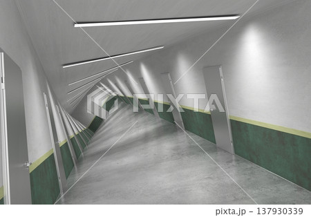 long corridor, interior visualization, 3D illustration 137930339