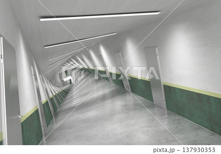 long corridor, interior visualization, 3D illustration 137930353