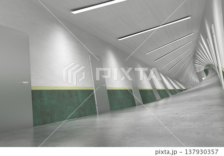 long corridor, interior visualization, 3D illustration long corridor, interior visualization, 3D illustration 137930357