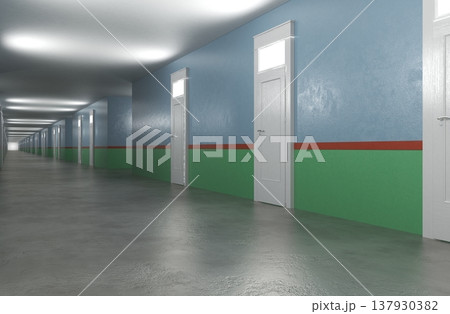 long corridor, interior visualization, 3D illustration 137930382