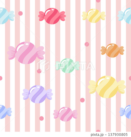 Sweet pastel lollipop seamless pattern, colorful candy vector background with star motifs Sweet pastel lollipop seamless pattern, colorful candy vector background with star motifs 137930805