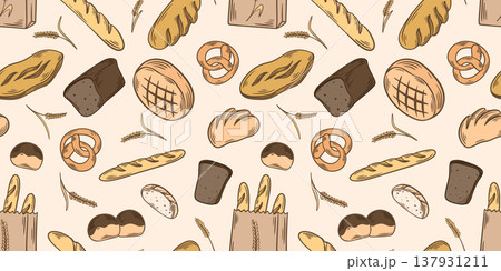 Set of baking seamless patterns Vector elements 137931211