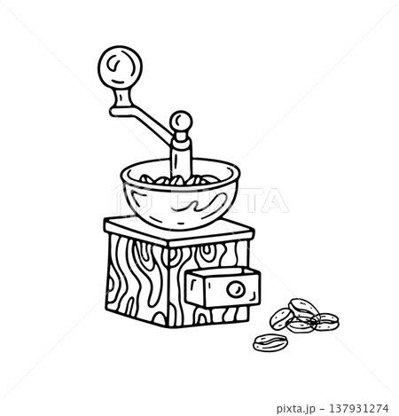 Hand drawn manual coffee mill icon vector illustration Hand drawn manual coffee mill icon vector illustration 137931274