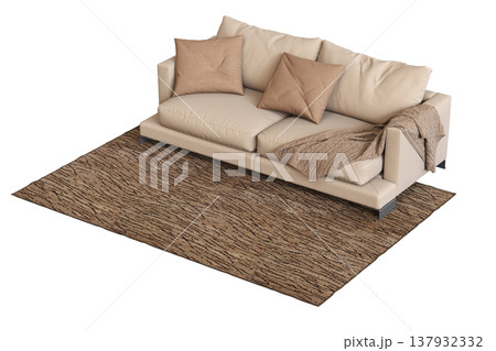 sofa isolate on a transparent background, interior furniture, 3D illustration, cg render 137932332