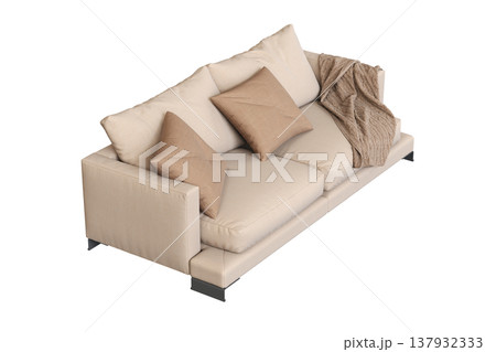 sofa isolate on a transparent background, interior furniture, 3D illustration, cg render 137932333