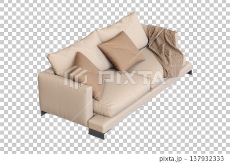 sofa isolate on a transparent background, interior furniture, 3D illustration, cg render 137932333