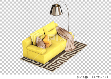 sofa isolate on a transparent background, interior furniture, 3D illustration, cg render 137932371