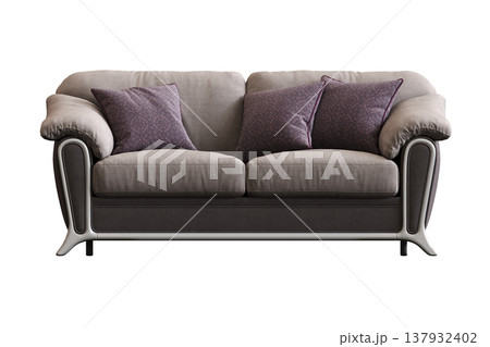sofa isolate on a transparent background, interior furniture, 3D illustration, cg render 137932402