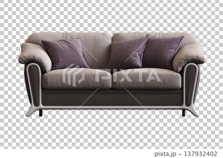 sofa isolate on a transparent background, interior furniture, 3D illustration, cg render 137932402