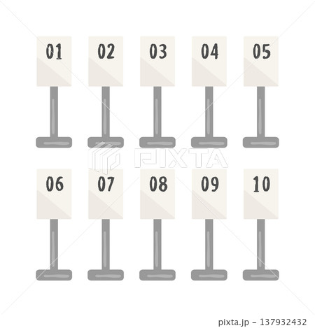 テーブル番号札（グレー）のイラストセット 137932432