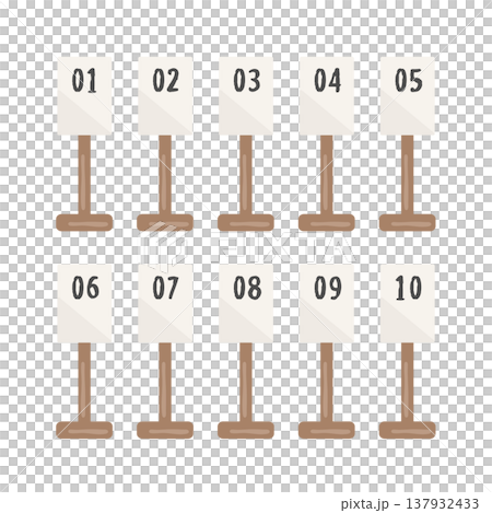 Table number tag (brown) illustration set 137932433