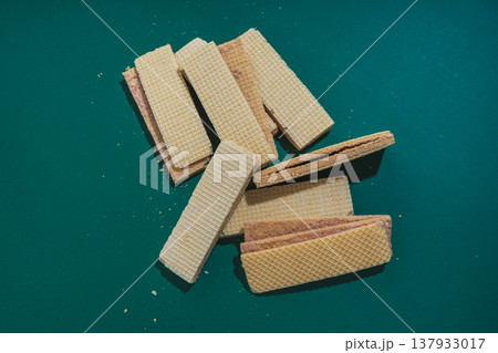 Sweet strawberry wafers creating delicious snack dessert Sweet strawberry wafers creating delicious snack dessert 137933017