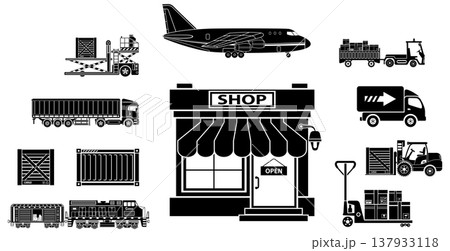 Cargo Transport and Packaging Icon Set Cargo Transport and Packaging Icon Set 137933118