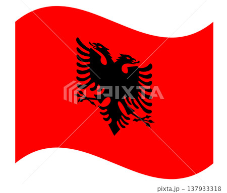 Waving flag of Albania isolated. Albanian flag with clipping path. Waving flag of Albania isolated. Albanian flag with clipping path. 137933318