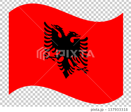 Waving flag of Albania isolated. Albanian flag with clipping path. Waving flag of Albania isolated. Albanian flag with clipping path. 137933318