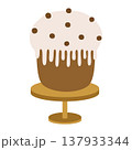 Easter cake with cream and chocolate chips on top. Vector illustration for design or decoration. 137933344