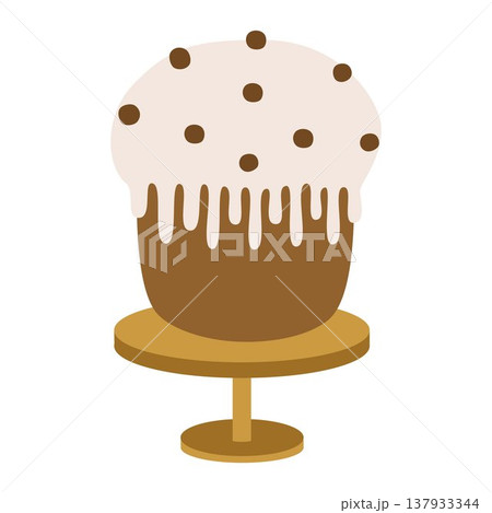 Easter cake with cream and chocolate chips on top. Vector illustration for design or decoration. 137933344