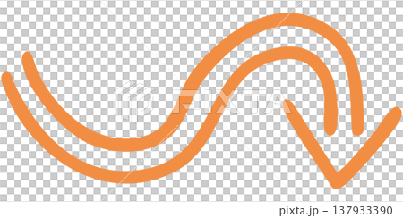 二重線の手書き矢印のイラスト6(オレンジ) 二重線の手書き矢印のイラスト6(オレンジ) 137933390