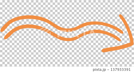 二重線の手書き矢印のイラスト7(オレンジ) 二重線の手書き矢印のイラスト7(オレンジ) 137933391