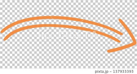 二重線の手書き矢印のイラスト9(オレンジ) 二重線の手書き矢印のイラスト9(オレンジ) 137933393