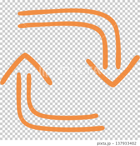 Illustration 18 of a hand-drawn double-lined arrow (orange) 137933402