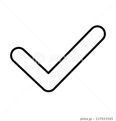 チェックマークのシンプルなアイコンイラスト(線画)002 チェックマークのシンプルなアイコンイラスト(線画)002 137933585