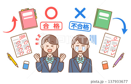 テストの合否イラスト素材セット|受験・試験・学生 テストの合否イラスト素材セット|受験・試験・学生 137933677