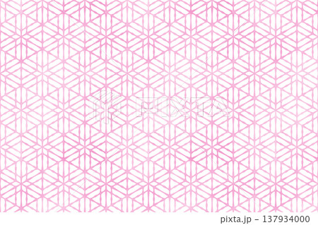 水彩テクスチャの麻の葉模様の背景　ピンク色のシームレスな麻の葉 137934000