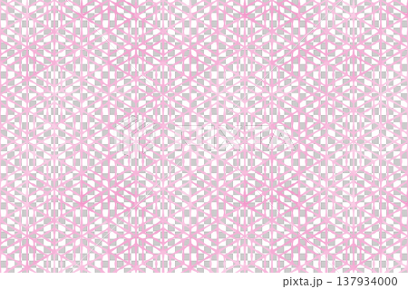 水彩テクスチャの麻の葉模様の背景　ピンク色のシームレスな麻の葉 137934000