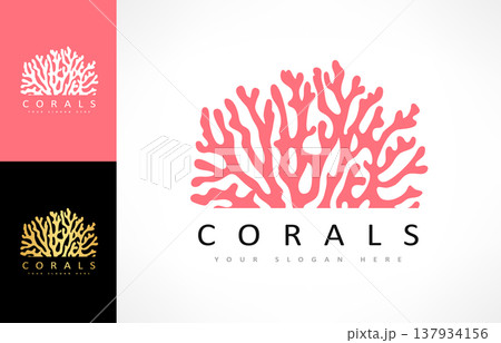 Sea corals logo. Underwater life vector Sea corals logo. Underwater life vector 137934156