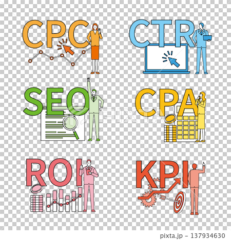 行銷縮寫插圖集 137934630