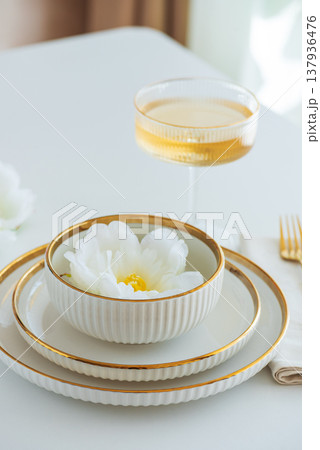 Elegant Universal Table Setting with Gold Details Elegant Universal Table Setting with Gold Details 137936476
